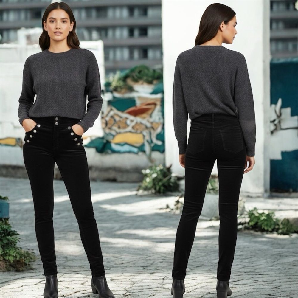 Express Ankle Legging Super High Rise Pants Womens 6R Black Cotton Rayon Blend